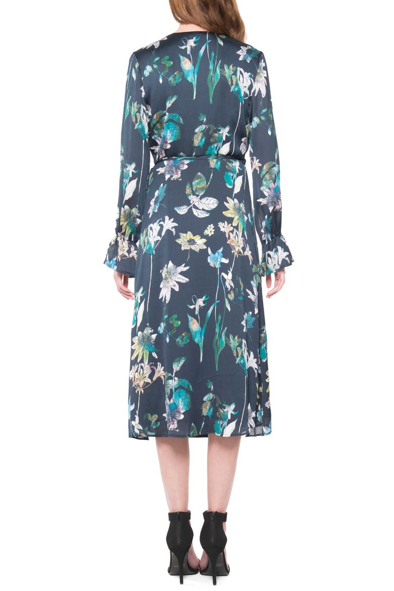 Floral Wrap Dress, Alternate, color, NAVY