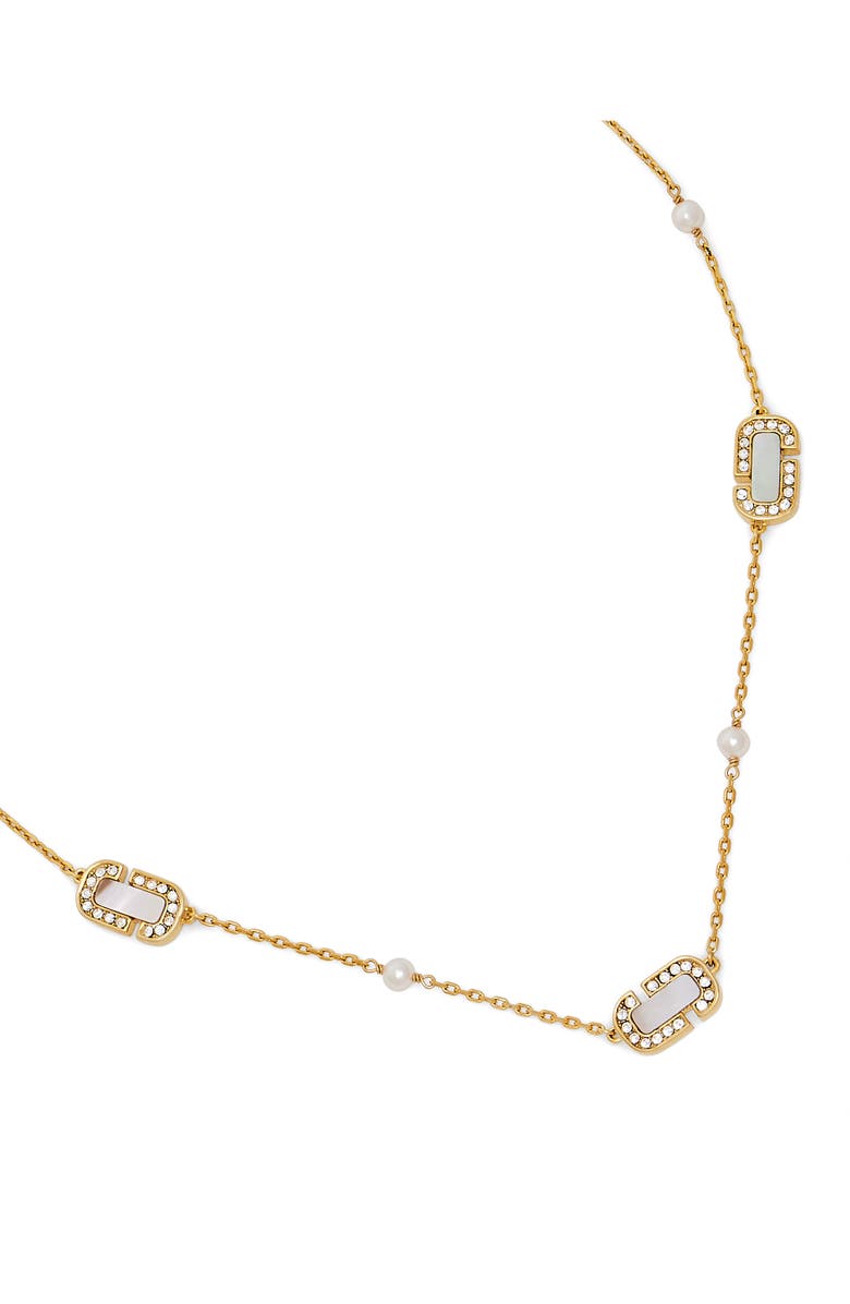 Marc Jacobs J Marc Luxe Mother-of-Pearl Station Chain Necklace, Alternate, color, Gold/Crystal