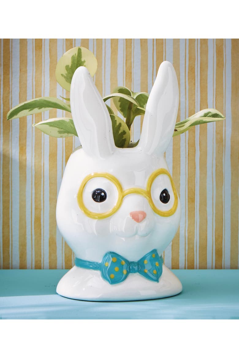 Eclectic Fun Rabbit Earthenware Vase White Multi 4.1 x 3.64 x 7.7 in, Alternate, color, White