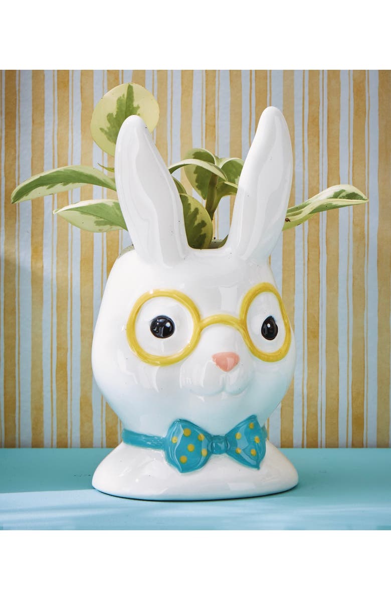 tag Eclectic Fun Rabbit Earthenware Vase White Multi 4.1 x 3.64 x 7.7 in, Alternate, color, White