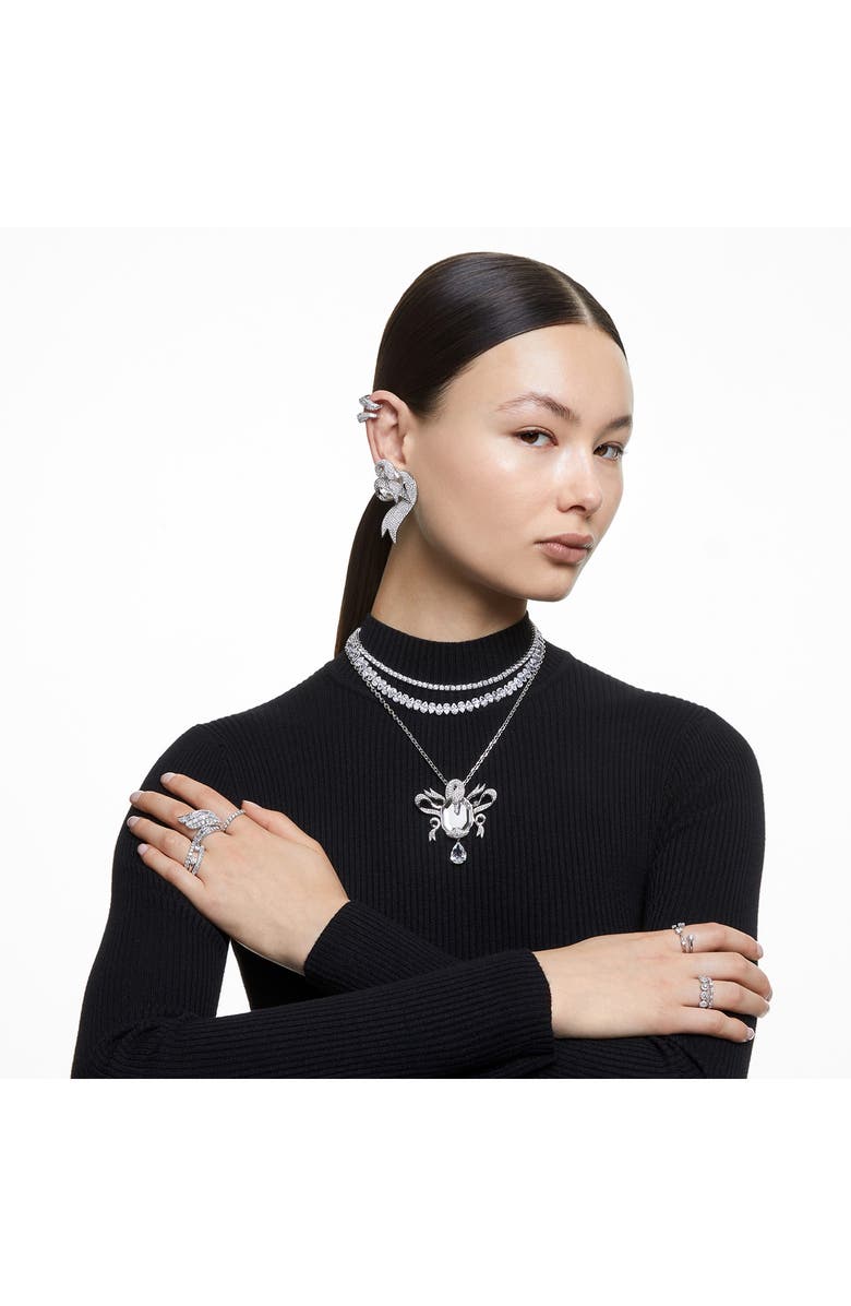 Swarovski Matrix Tennis Necklace, Alternate, color, Silver/ White