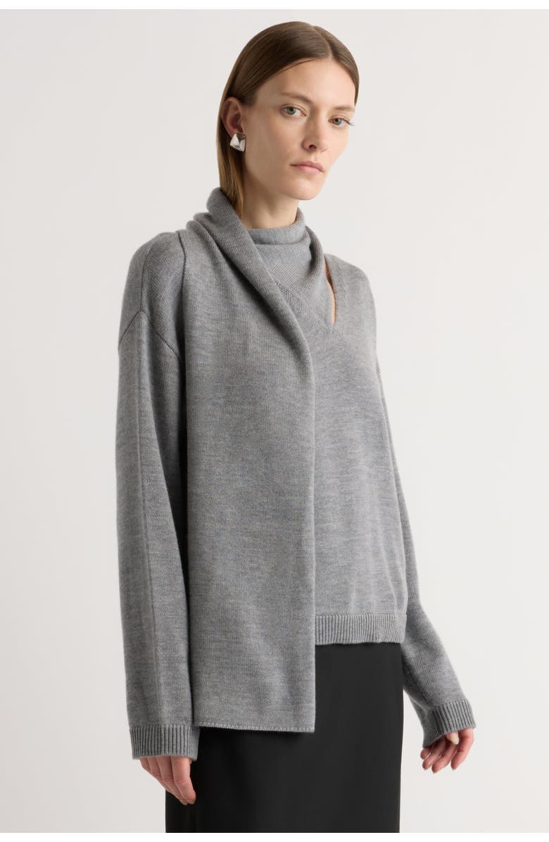 Modern Citizen Amanda Scarf-Neck Wool Sweater, Alternate, color, Heather Graphite