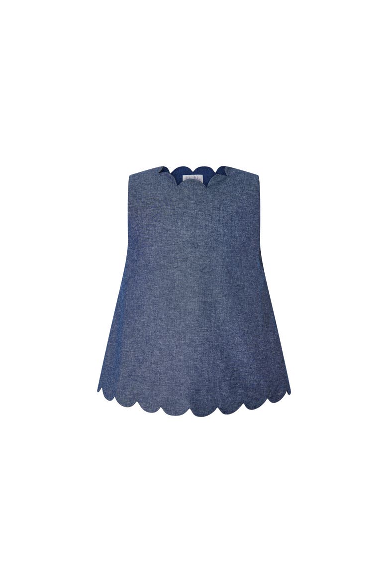 Chambray Scalloped Set, Alternate, color, Navy