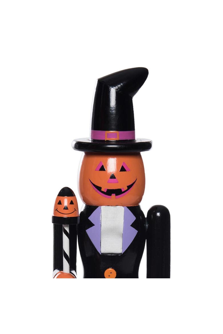 Jack-O-Lantern Nutcracker Wooden Figurine, Alternate, color, Orange