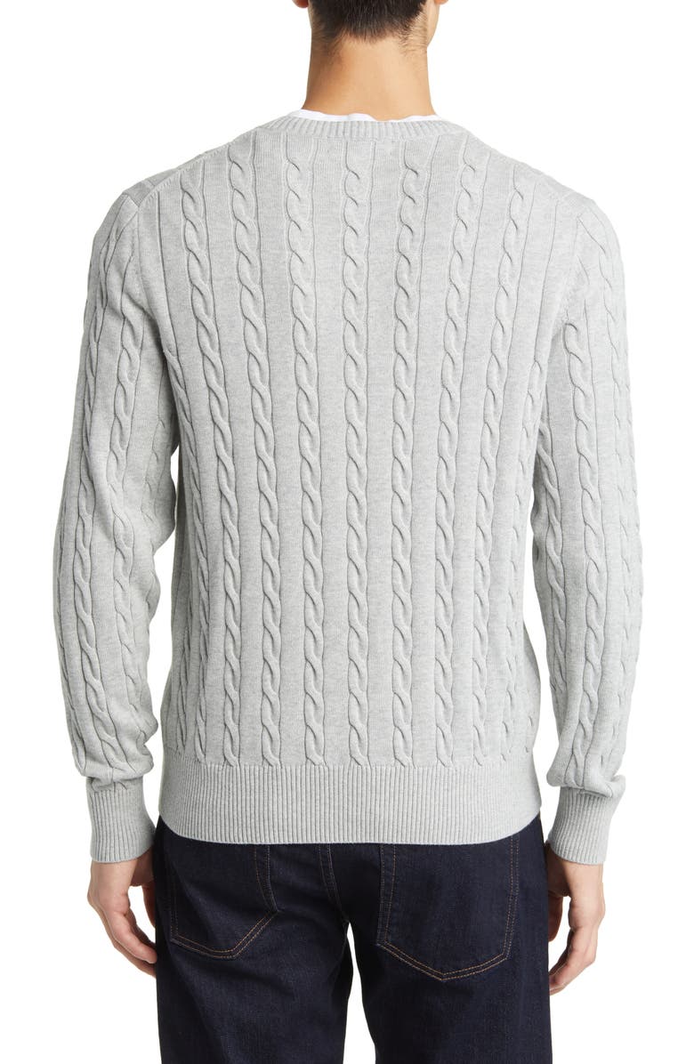 Brooks Brothers Cable Cotton Crewneck Sweater, Alternate, color, 
