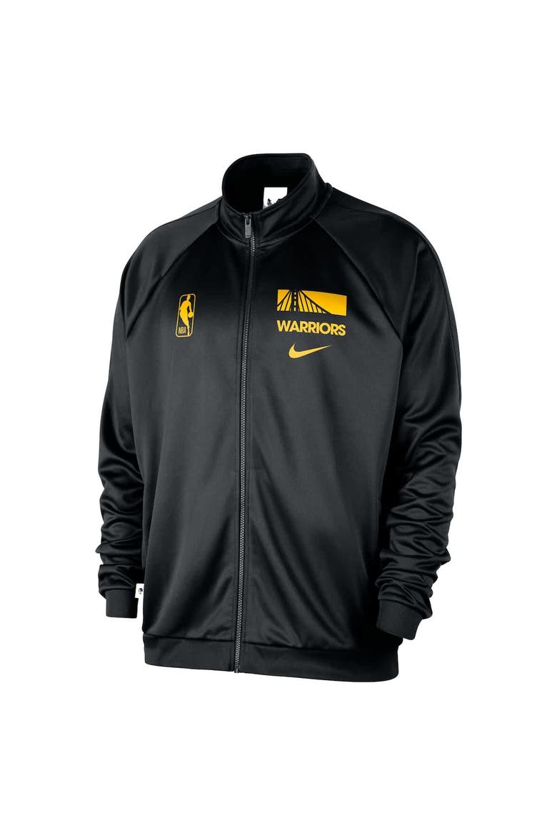 Men's Nike Black Golden State Warriors Courtside Pique Club Full-Zip Track Jacket, Alternate, color, Black
