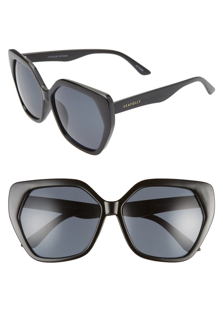 Coolum 60mm Cat Eye Sunglasses, Main, color, BLACK/ SMOKE