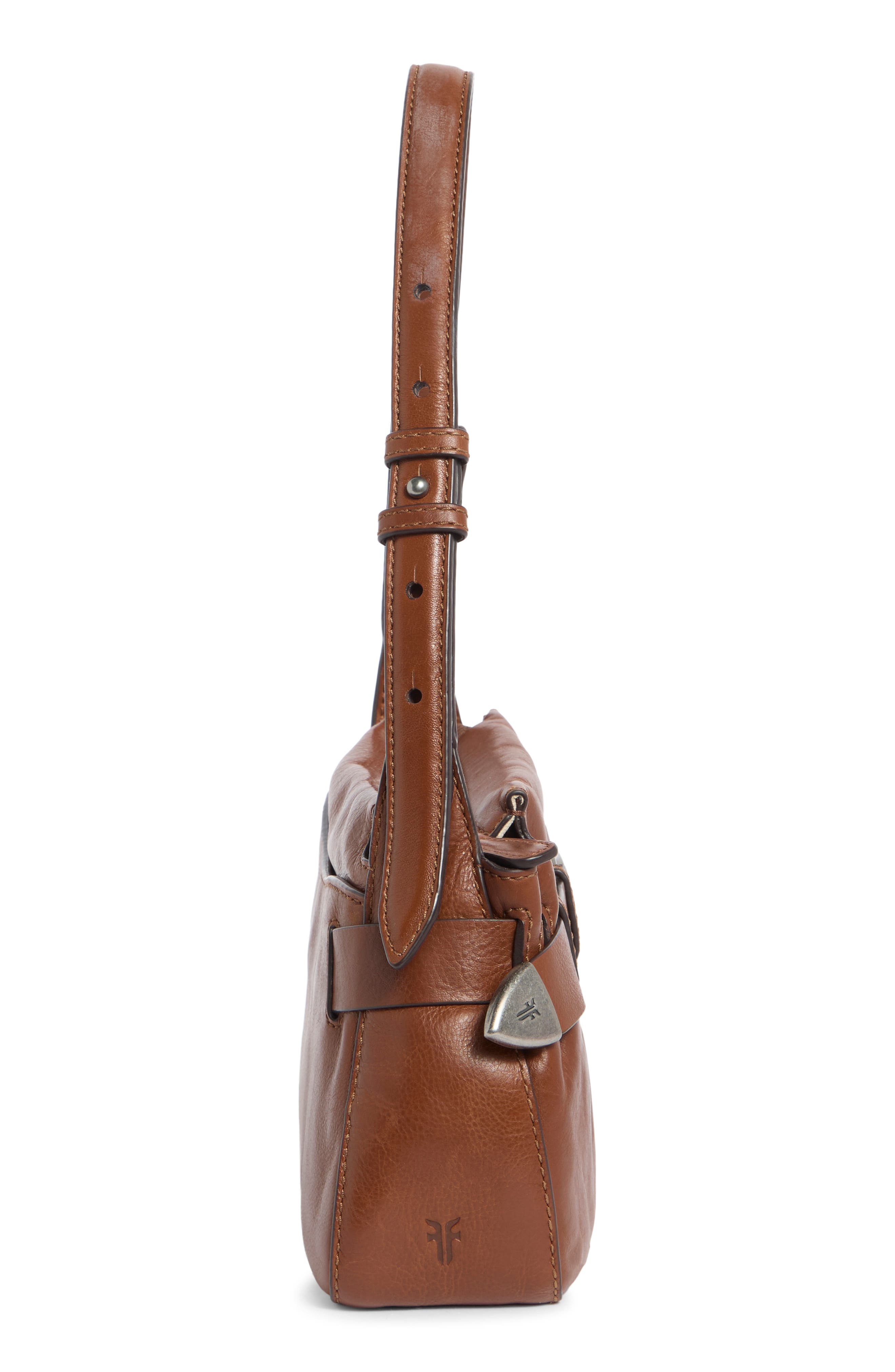 Heather Leather Shoulder Bag, Alternate, color, COGNAC