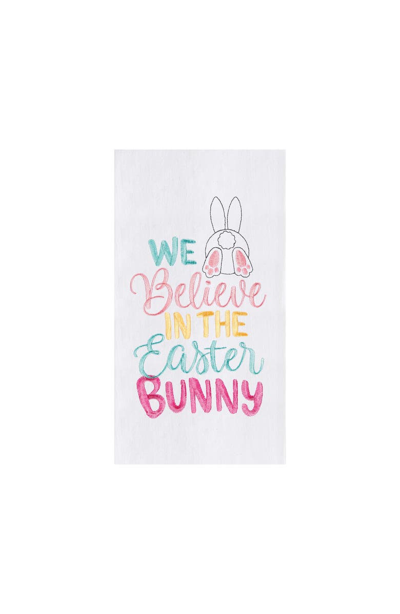 C&F Home Believe In The Easter Bunny Rabbit Spring Flour Sack Kitchen Dishtowel, Main, color, White
