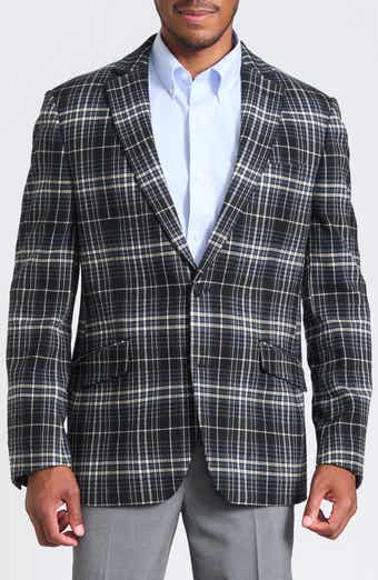 SAVILE ROW CO Black & Gray Plaid Blazer