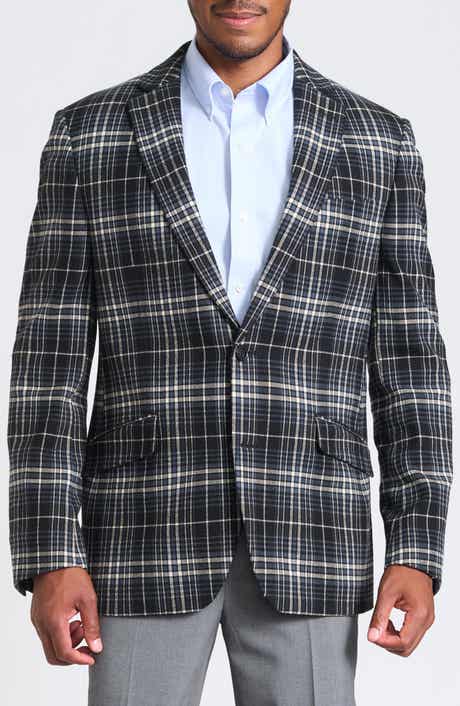 SAVILE ROW CO Black & Gray Plaid Blazer