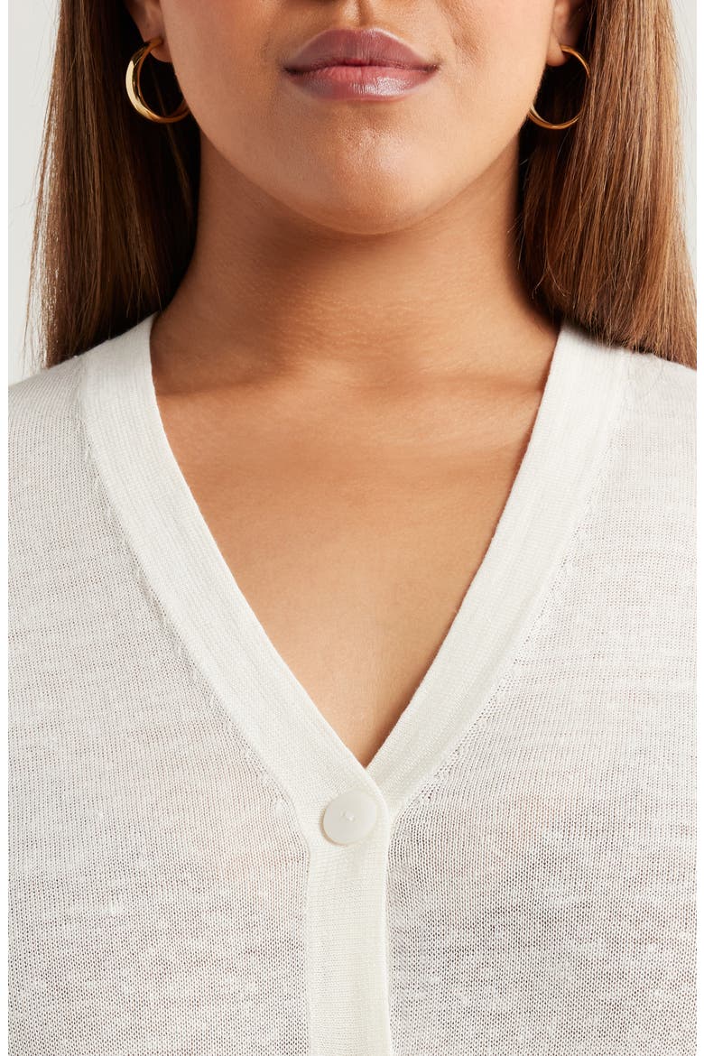 Linen Blend Cardigan, Alternate, color, IVORY TOFU