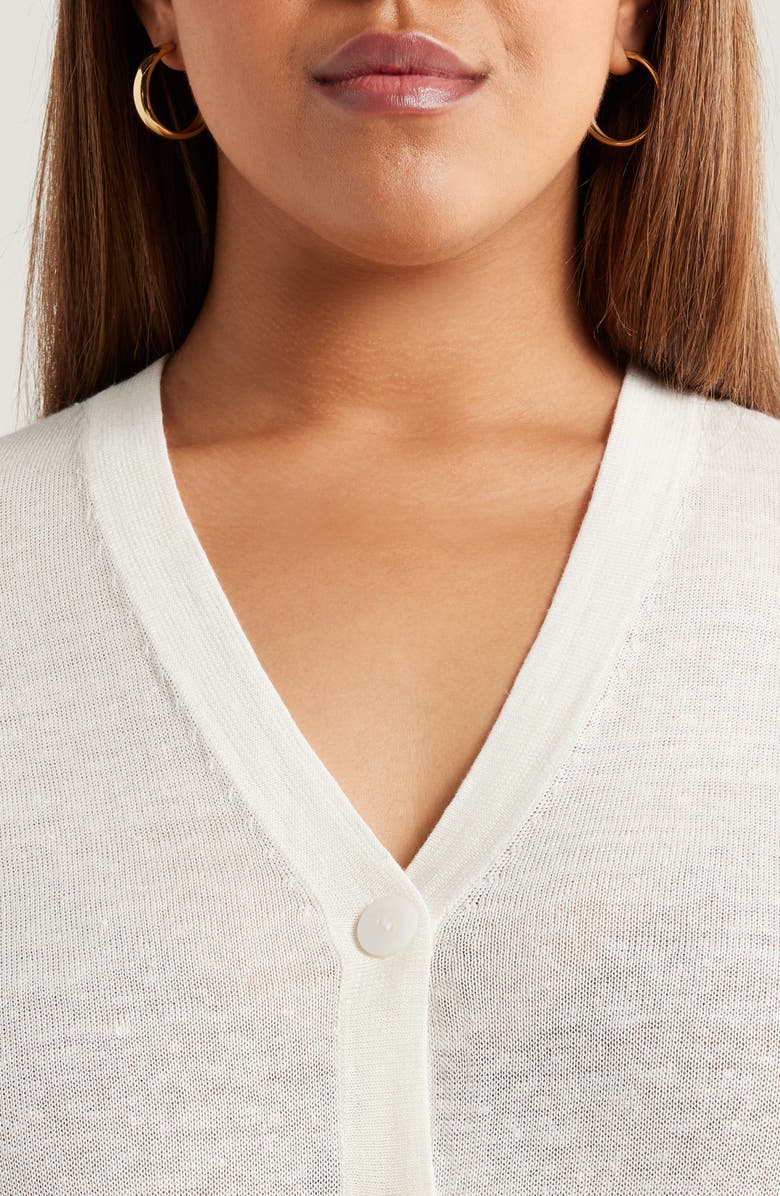 Nordstrom Linen Blend Cardigan, Alternate, color, Ivory Tofu