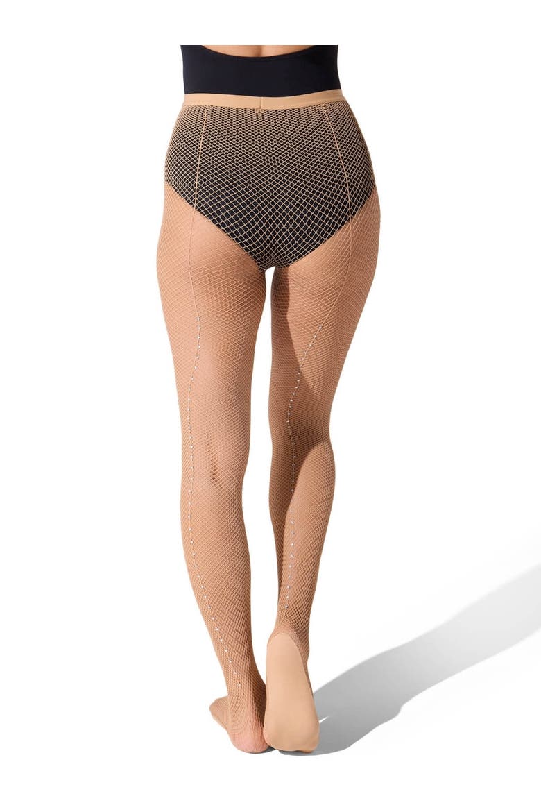 Professional Rhinestone Fishnet Tight, Main, color, medium brown