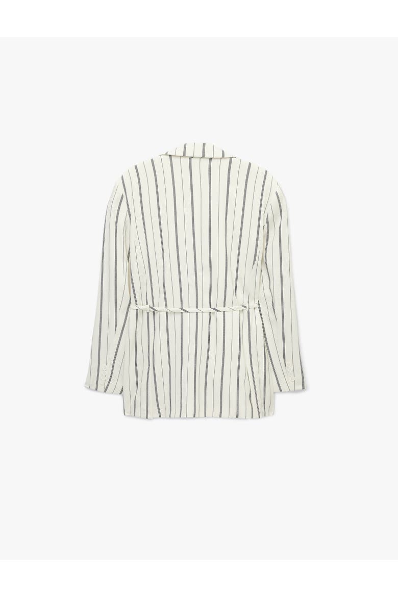 Striped Long Sleeve Belted Blazer, Alternate, color, WHITE STRIPE