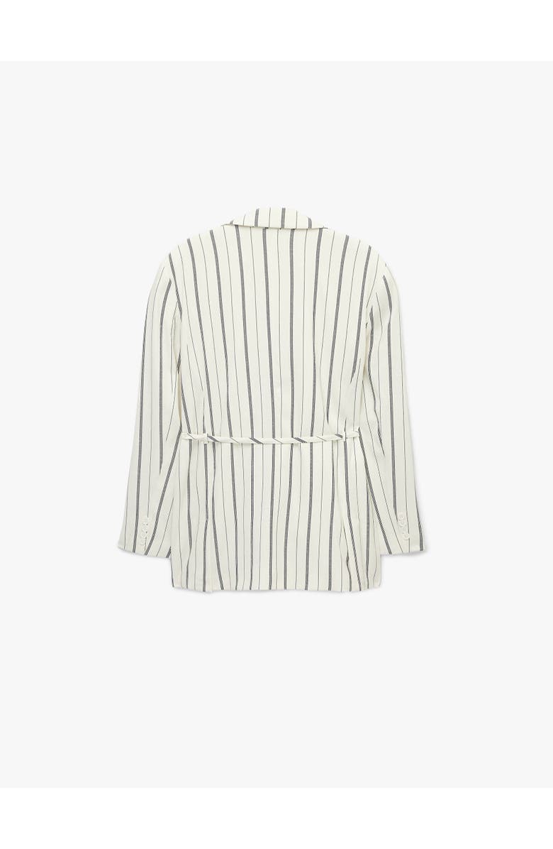 ZDNU 81041892 Striped Long Sleeve Belted Blazer, Alternate, color, White Stripe