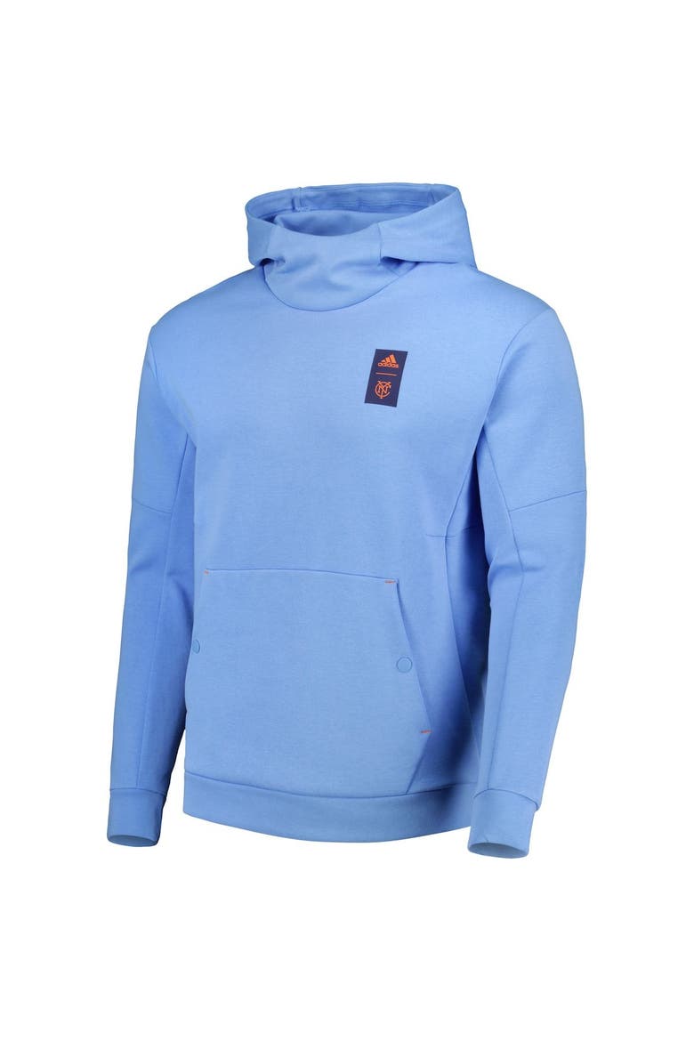 Men's adidas Light Blue New York City FC 2023 Player Travel Pullover Hoodie, Alternate, color, Light Blue