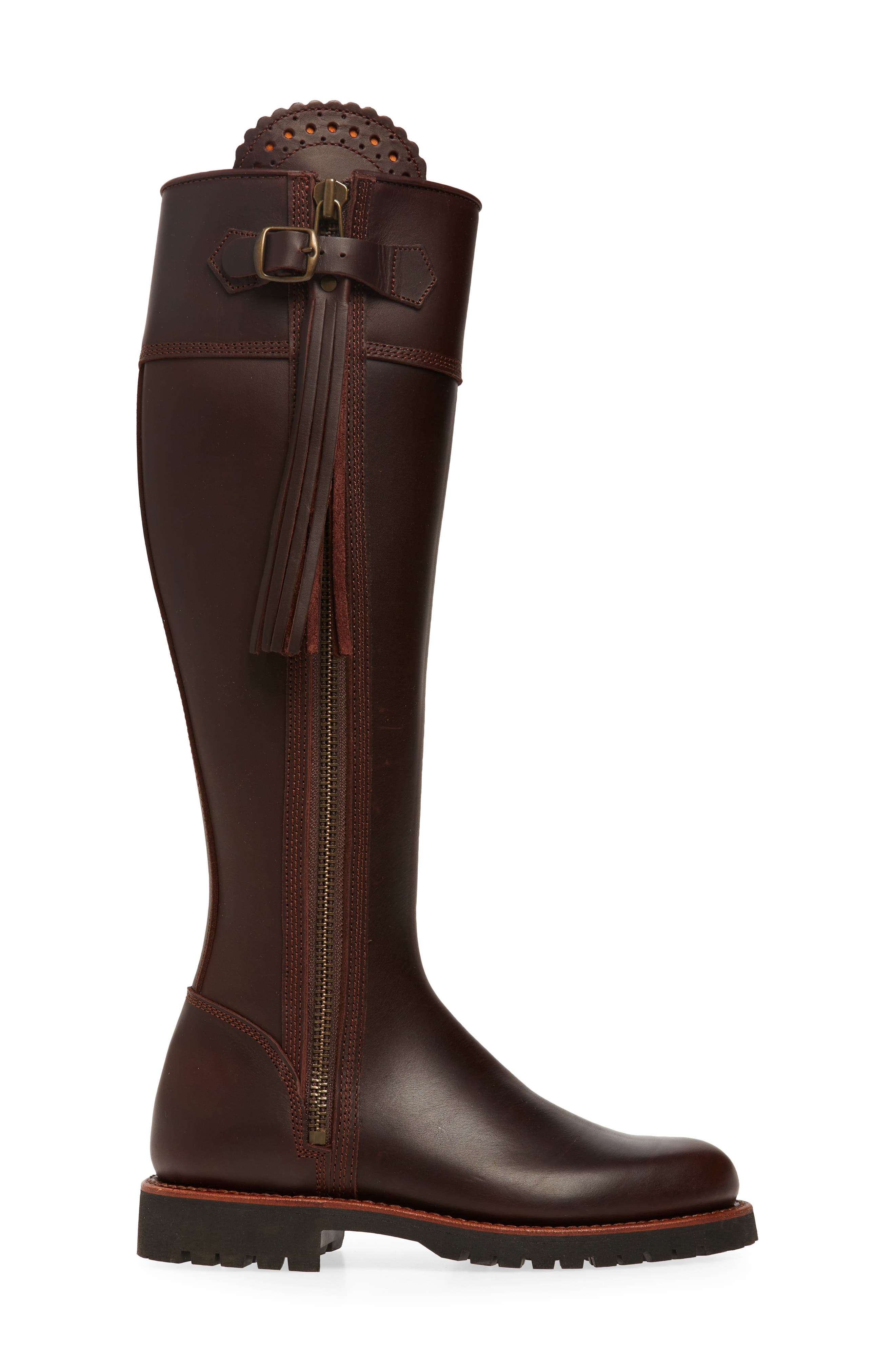 Penelope Chilvers Water Resistant Knee High Tassel Boot, Alternate, color, Conker