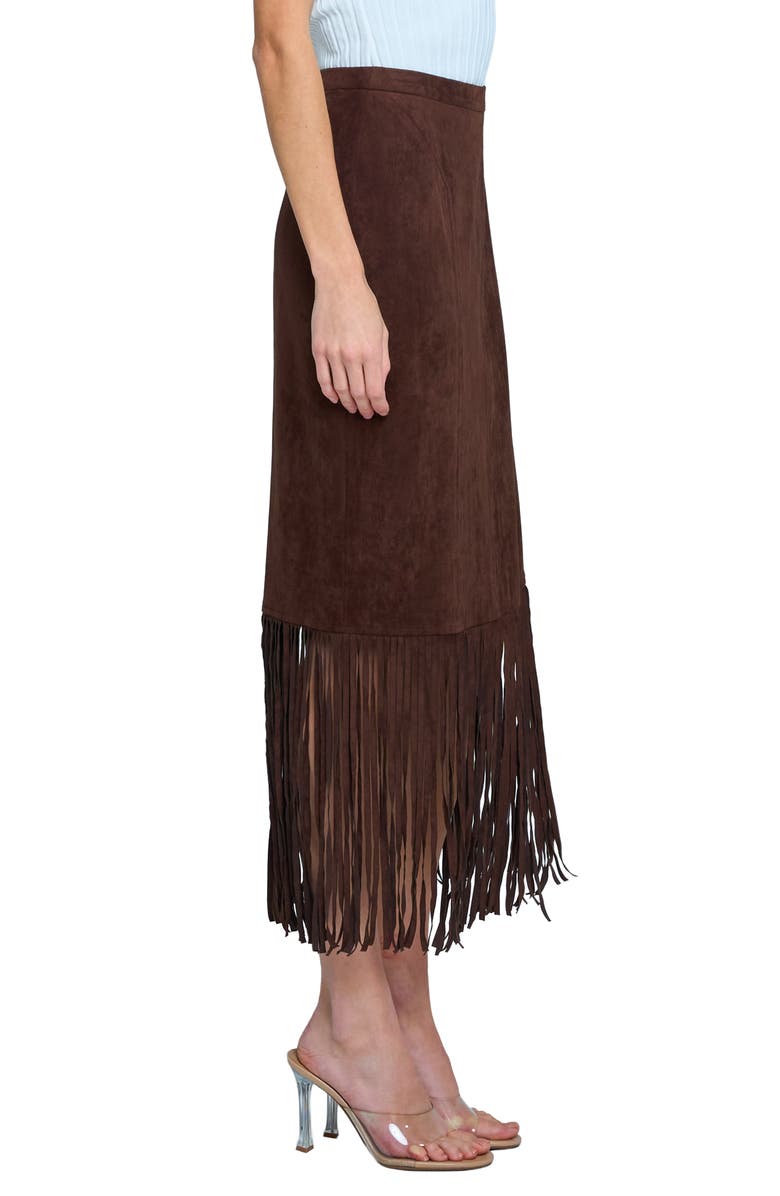 CIEBON Harbor Fringe Faux Suede Midi Skirt, Alternate, color, 