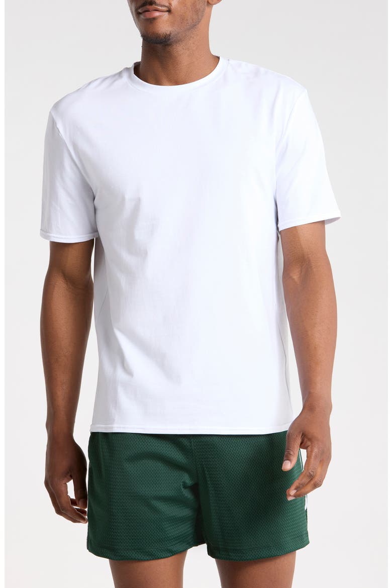 Crewneck Stretch Cotton T-Shirt, Main, color, WHITE