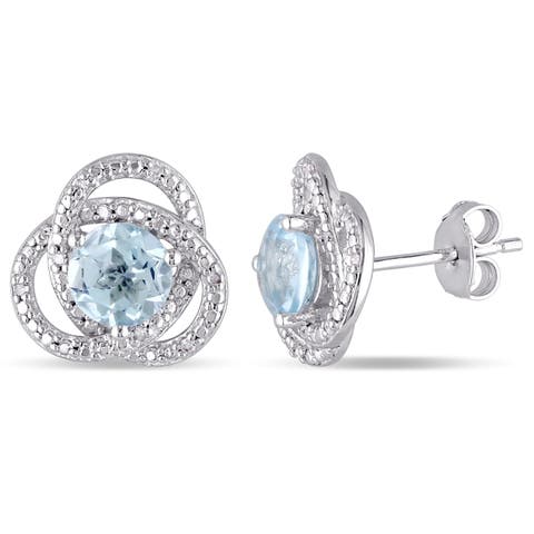 Blue Topaz & Diamond Infinity Stud Earrings