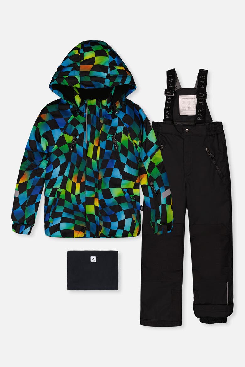 Play Insulated Cordura Reinforced Two Piece Snowsuit, Main, color, Green, Yellow & Blue Check