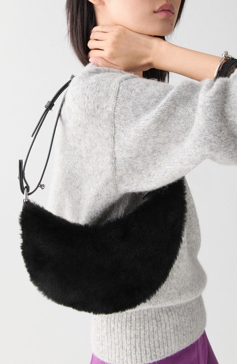 Kate Spade New York duo genuine shearling crossbody bag with bear zip pouch, Alternate, color,