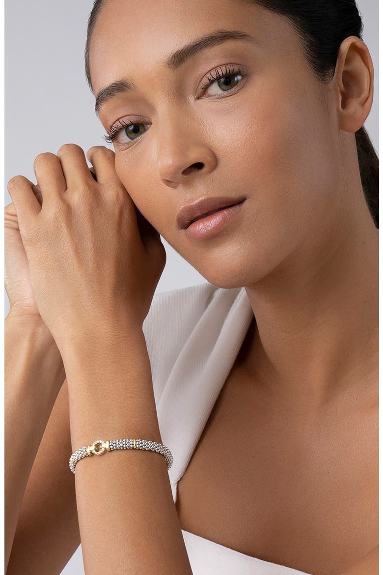 Enso Diamond Station Bracelet, Alternate, color, SILVER/GOLD