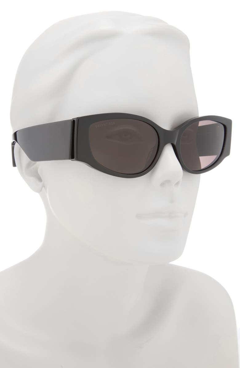 Balenciaga 56mm Oval Sunglasses, Alternate, color, Black Black Grey