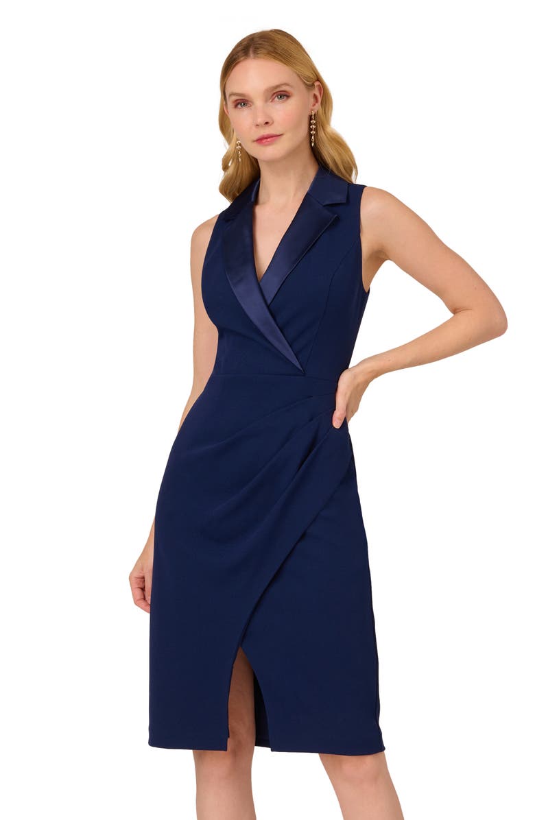 Adrianna Papell Sleeveless Tuxedo Sheath Dress, Alternate, color, 
