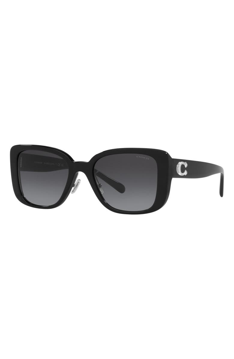 COACH 54mm Gradient Square Sunglasses, Alternate, color, Black