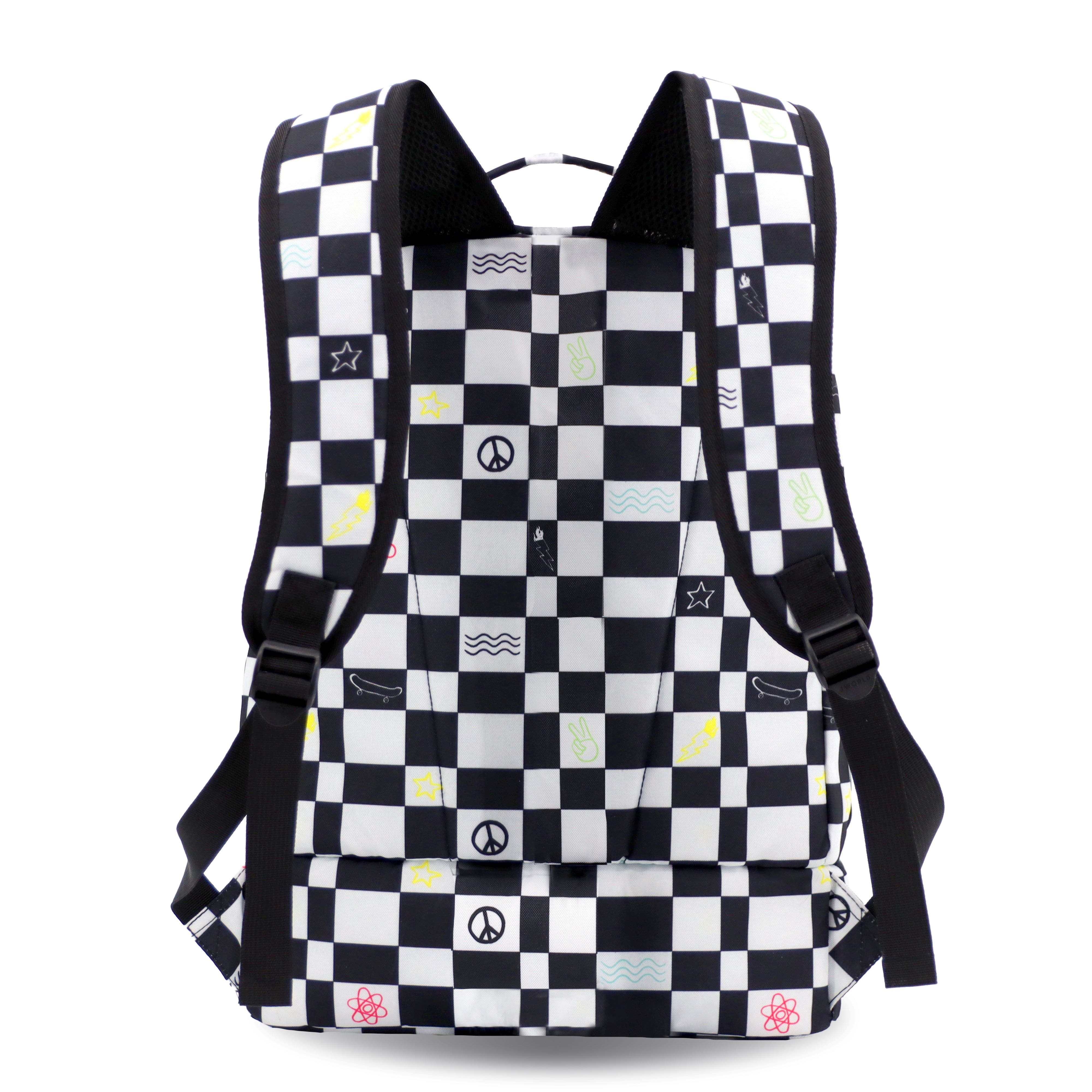 J World Unisex Packmate 2 in 1 School Backpack With Built-in Lunch Bag, Alternate, color, Icon Checkers