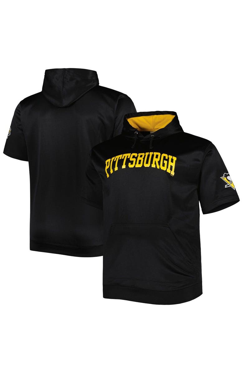 PROFILE Men's Black Pittsburgh Penguins Big & Tall Logo Short Sleeve Hoodie, Main, color, Black