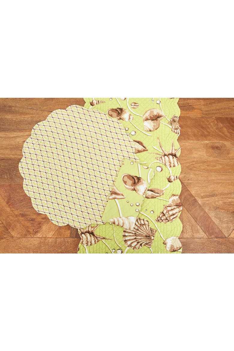 Calypso Cotton Quilted Rectangular Reversible Placemats Set of 6, 13" x 19", Alternate, color, Green