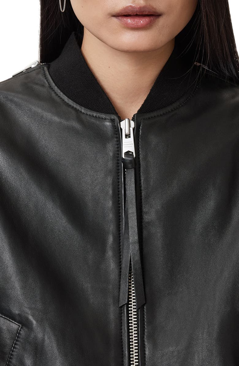 AllSaints Zenith Leather Bomber Jacket, Alternate, color, 