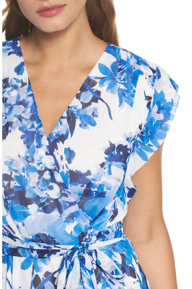 Floral Ruffle High/Low Maxi Dress, Alternate, color, BLUE