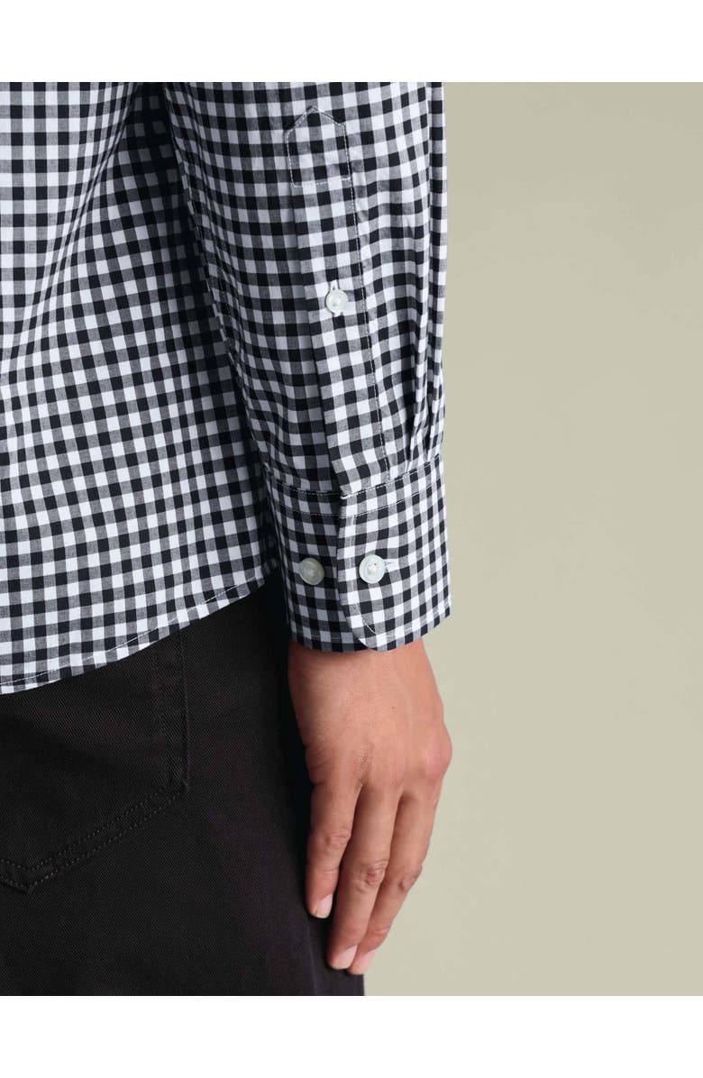 Charles Tyrwhitt Check Strech Washed Poplin Shirt, Alternate, color, Dark Navy