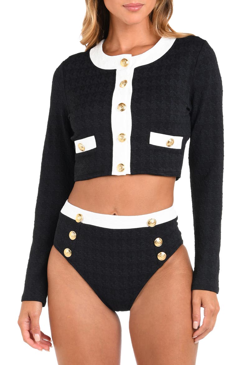 Adaline Colorblock Crop Rashguard, Main, color, BLACK