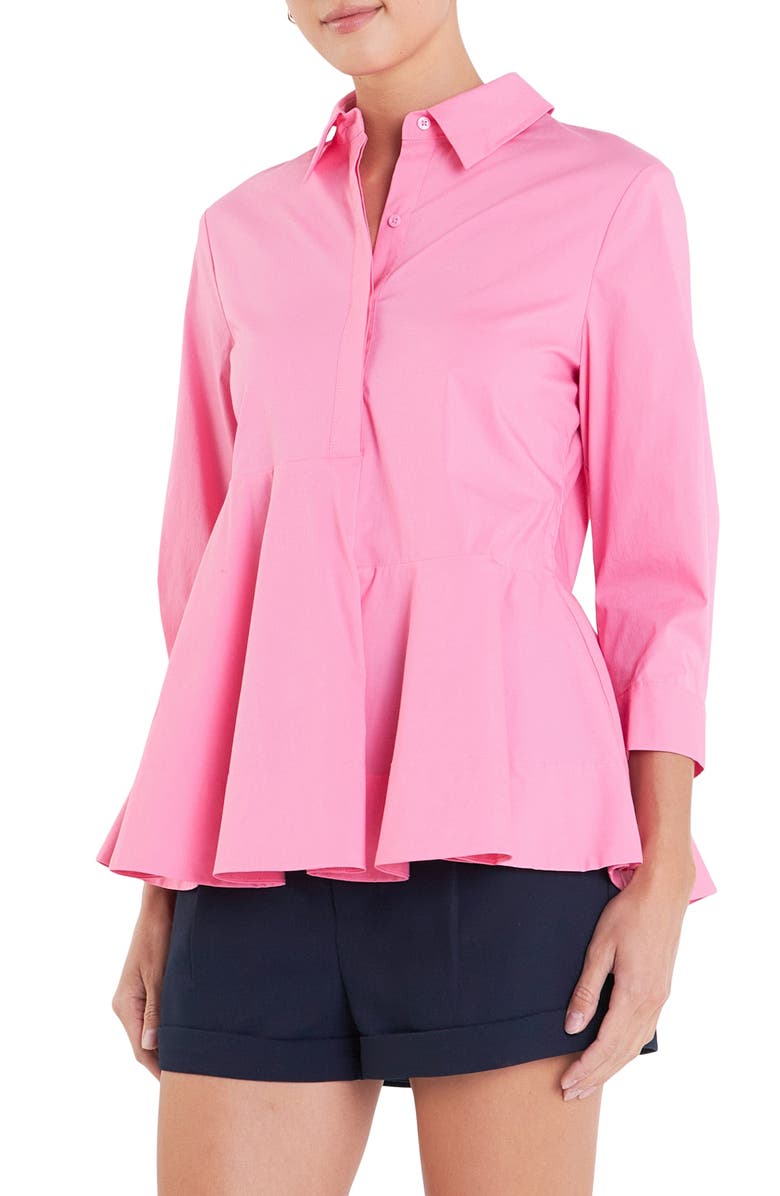 English Factory Peplum Shirt, Alternate, color, Pink