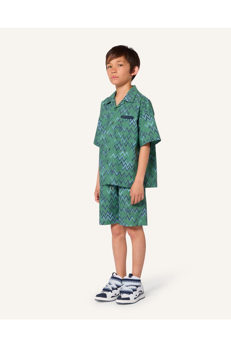 Kids Oversized Printed Cotton Shirt, Alternate, color, Jade