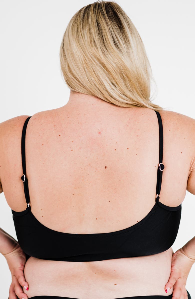 Calypsa Plus Sized Adjustable Strap Swim Bra, Alternate, color, Black