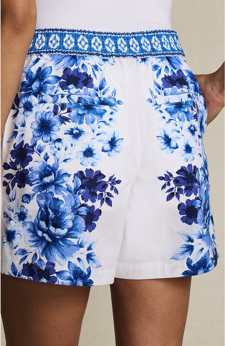 Lands' End Poplin Pull On Pleated 5" Shorts - Set Bottom, Alternate, color, 