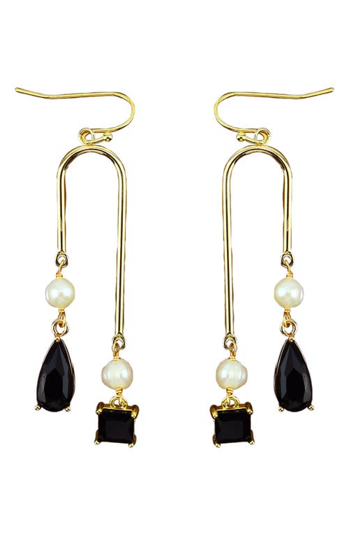 Panacea Cultured Freshwater Pearl & Crystal Drop Earrings In Black