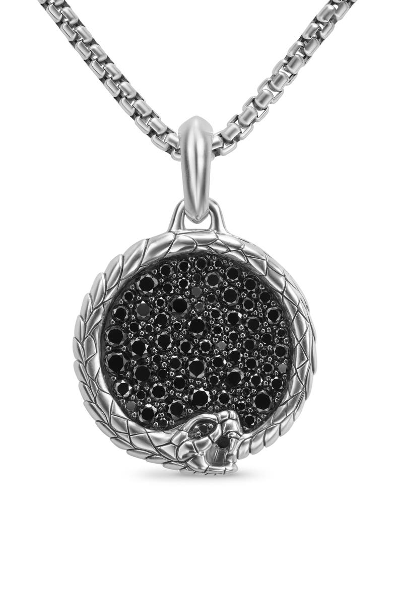 Ouroboros Amulet with Black Diamonds, Main, color, STERLING SILVER
