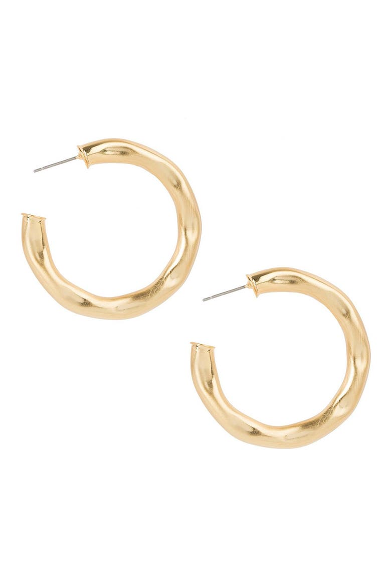 14K Gold Plated Remi Organic Shape Hoop Earrings, Alternate, color, GOLD