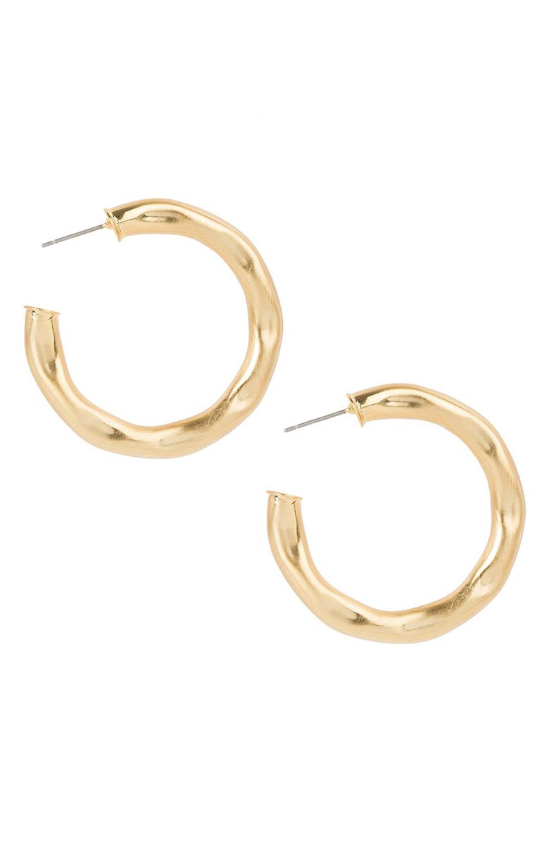 SAACHI 14K Gold Plated Remi Organic Shape Hoop Earrings, Alternate, color, 