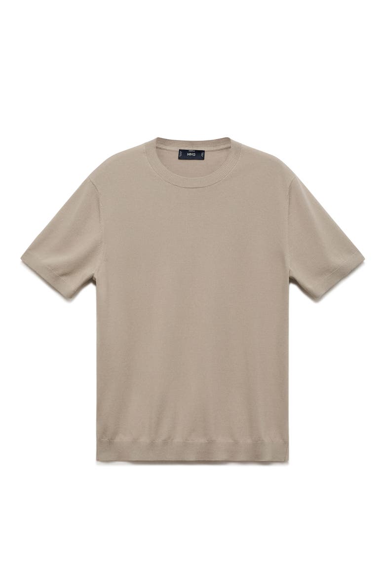 Short Sleeve Cotton Crewneck Sweater, Alternate, color, ICE GREY