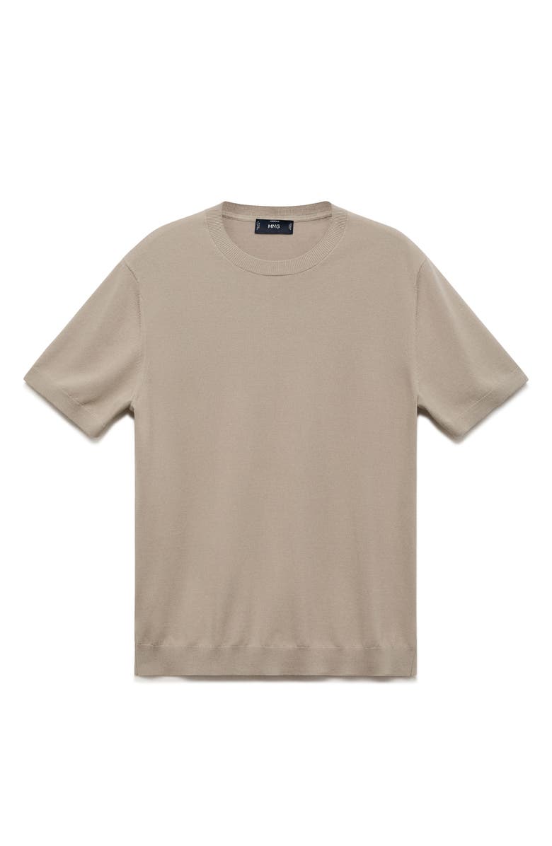 MANGO Short Sleeve Cotton Crewneck Sweater, Alternate, color, Ice Grey