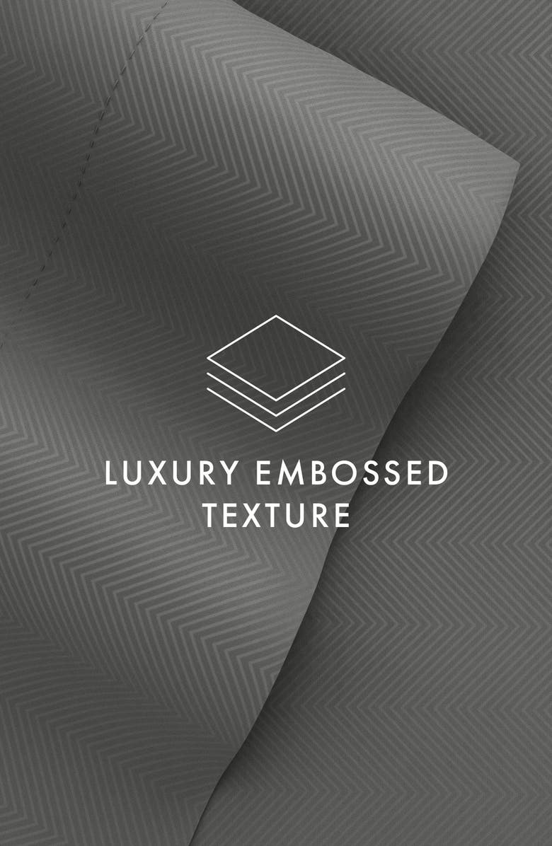 HOMESPUN HOME SPUN Premium Chevron Embossed 4-Piece Bed Sheet Set, Alternate, color, Gray