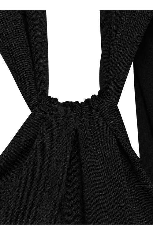 Mango Asymmetrical Swimsuit With Gathered Detail Black In Black